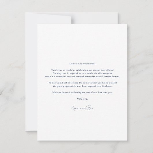 Elegante Bloemen Script bruiloft Dank u (Achterkant)