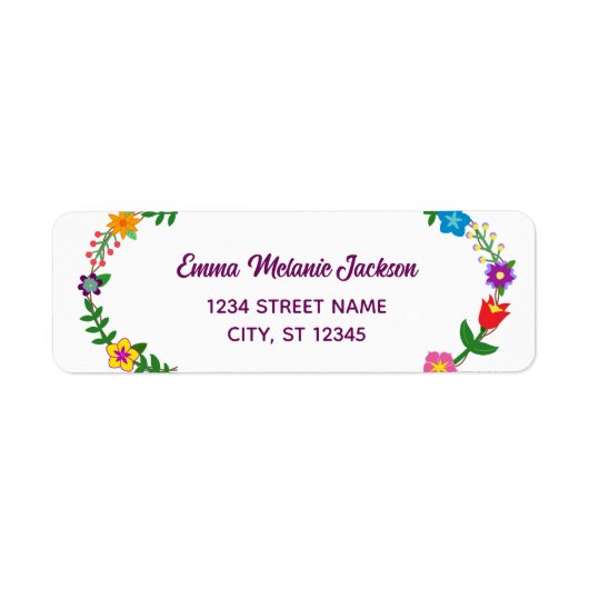 Elegante Bloemen Script Moderne Retouradreslabel Etiket (Voorkant)