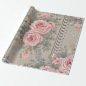 Elegante  Bloemen Shabby Chic Cadeaupapier (Uitgerold)