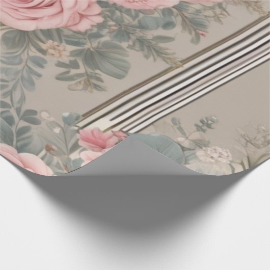 Elegante  Bloemen Shabby Chic Cadeaupapier (Hoek)