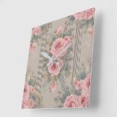 Elegante Bloemen Shabby Chic Vierkante Klok (Hoek)