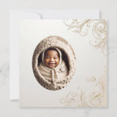 Elegante bloemen sierfoto doop kaart (Achterkant)