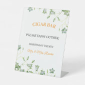 Elegante Bloemen "Sigaar Bar" bruiloft receptie Reclamebord Met Voetstuk (Voorkant)