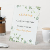 Elegante Bloemen "Sigaar Bar" bruiloft receptie Reclamebord Met Voetstuk (Insitu)