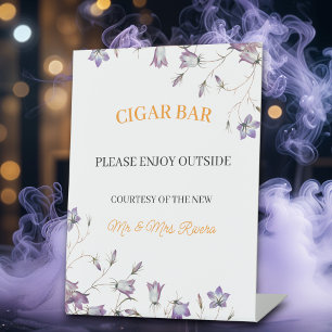 Elegante Bloemen "Sigaar Bar" bruiloft receptie Reclamebord Met Voetstuk