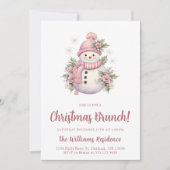 Elegante Bloemen Sneeuwman Kerstbrunch Kaart (Voorkant)