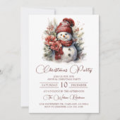 Elegante Bloemen Sneeuwman Kerstfeest Kaart (Voorkant)