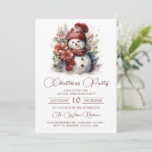 Elegante Bloemen Sneeuwman Kerstfeest Kaart (Staand voorkant)