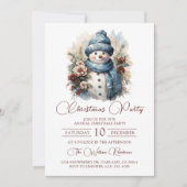 Elegante Bloemen Sneeuwman Kerstfeest Kaart (Voorkant)