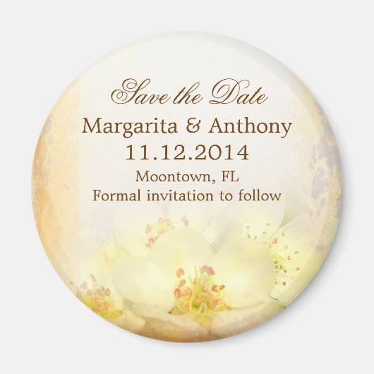 Elegante  bloemen sparen de datummagneten magneet (Voorkant)