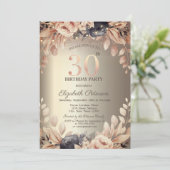 Elegante Bloemen, Strijklichten 30ste Verjaardag Kaart (Staand voorkant)