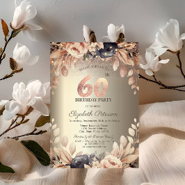 Elegante Bloemen, Strijklichten 60ste Verjaardag Kaart