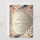 Elegante Bloemen, Strijklichten 70ste Verjaardag Kaart (Voorkant)