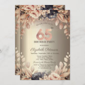 Elegante Bloemen, String Lights 65th Verjaardag Kaart (Voorkant / Achterkant)