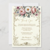 Elegante Bloemen Sympathie Condoleance Vintage Bedankkaart (Voorkant)