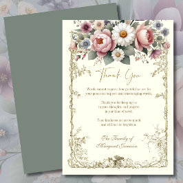 Elegante Bloemen Sympathie Condoleance Vintage Bedankkaart