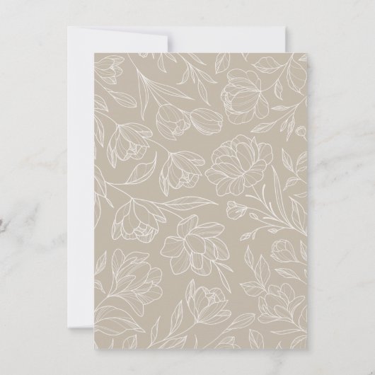 Elegante Bloemen Taupe Bruiloft Zitkaart Kaarten (Achterkant)