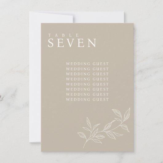 Elegante Bloemen Taupe Bruiloft Zitkaart Kaarten (Voorkant)