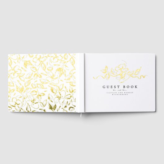 Elegante bloemen tekenen bruiloft gastenboek (Volledig)