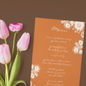 Elegante  Bloemen Terracotta Koraal Bruiloft Menu