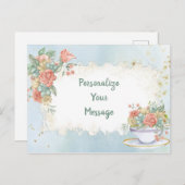 Elegante  Bloemen Thee Cup Gepersonaliseerd Briefkaart (Voorkant / Achterkant)