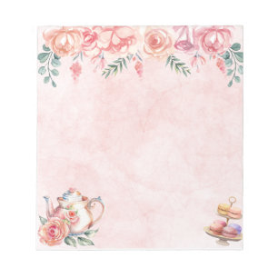 Elegante Bloemen Thee Partij Notitieblok
