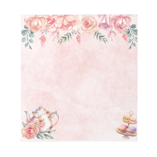 Elegante Bloemen Thee Partij Notitieblok (Voorkant)