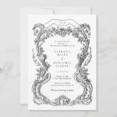 Elegante  Bloemen Toile Lijst bruiloft Kaart (Voorkant)