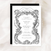 Elegante  Bloemen Toile Lijst bruiloft Kaart