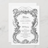 Elegante Bloemen Toile Lijst bruiloft Programmakaart (Voorkant / Achterkant)