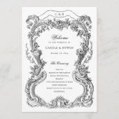 Elegante Bloemen Toile Lijst bruiloft Programmakaart (Voorkant)