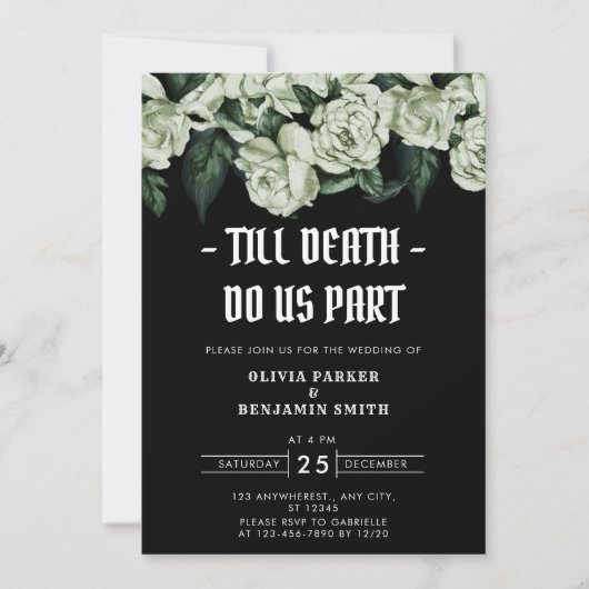 Elegante bloemen tot de dood ons deel bruiloft kaart (Voorkant)