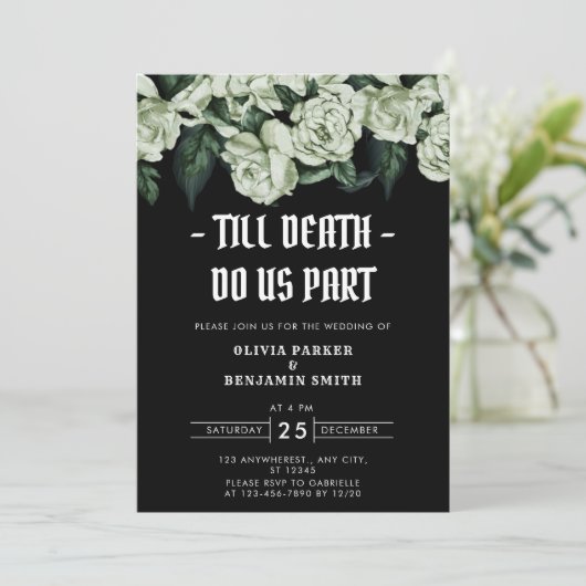 Elegante bloemen tot de dood ons deel bruiloft kaart (Staand voorkant)