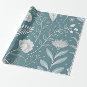 Elegante Bloemen Transparant Abstract Cadeau Cadeaupapier (Uitgerold)