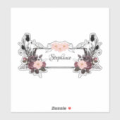 Elegante Bloemen Transparante Gepersonaliseerde Na Sticker (Vel)