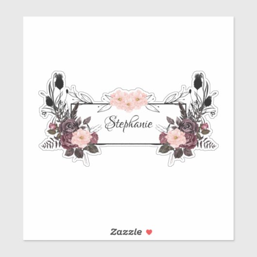 Elegante Bloemen Transparante Gepersonaliseerde Na Sticker (Vel)