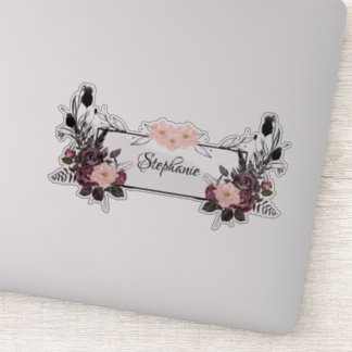 Elegante Bloemen Transparante Gepersonaliseerde Na Sticker
