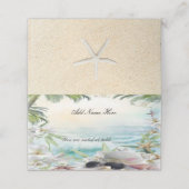 Elegante Bloemen Tropische Strand Tafel Plaats Plaatskaartje (Buitenkant ongevouwen)