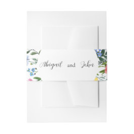 Elegante Bloemen Trouwbuik Band met Wildflowers Uitnodigingen Wikkel