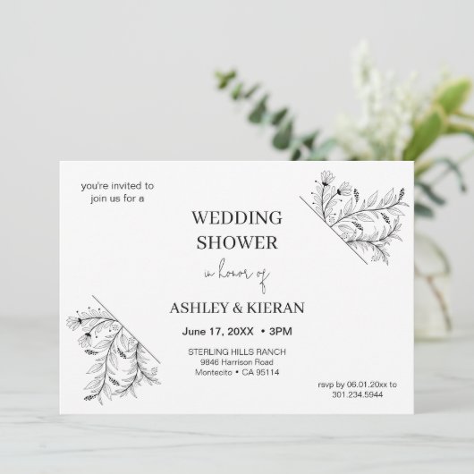 Elegante Bloemen "Trouwdouche" Kaart (Staand voorkant)