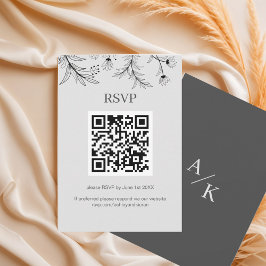 Elegante Bloemen Trouwen QR code RSVP Kaartje