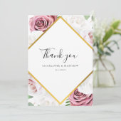 Elegante Bloemen Trouwfoto Custom Bedankkaart (Staand voorkant)