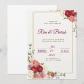 Elegante bloemen trouwkaart  kaart (Voorkant / Achterkant)