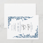 Elegante bloemen trouwkaart met goud RSVP kaartje (Voorkant / Achterkant)