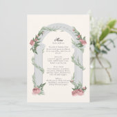 Elegante Bloemen Trouwkolom Tuin Trouwmenu Kaart (Staand voorkant)