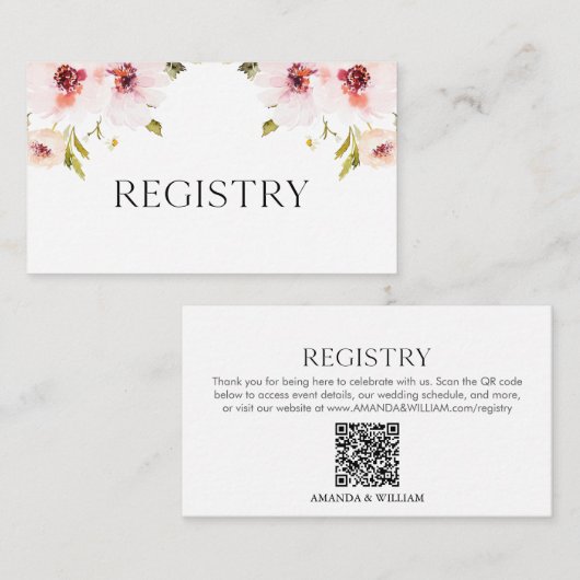 Elegante Bloemen Trouwregister Kaart (Voorkant / Achterkant)