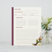 Elegante bloemen uit de keuken van blanco recept briefhoofd (Staand voorkant)