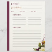 Elegante bloemen uit de keuken van blanco recept briefhoofd (Voorkant)