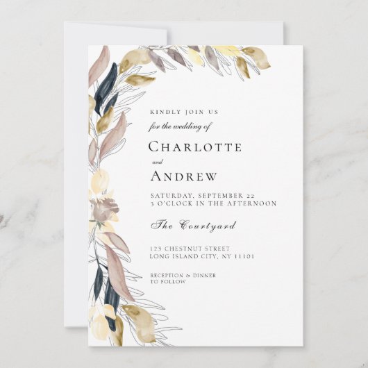 Elegante bloemen uitnodiging (Voorkant)