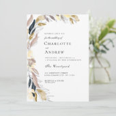 Elegante bloemen uitnodiging (Staand voorkant)